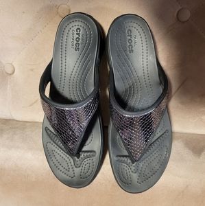 Black Croc Fliip Flop